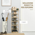 Mobile Scarpiera in Legno 6 Scarpe con Ripiano Porta Oggetti 32x30x104cm - immagine 4