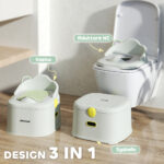 Vasino per Bambini 3 in 1 con Vaschetta Rimovibile e Imbottitura, Età 6 Mesi-6 Anni, Grigio - immagine 4