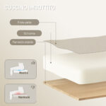 Sedia da Ufficio Reclinabile a 155° con Poggiapiedi, Doppia Imbottitura e Rivestimento in Finta Pelle, Beige - immagine 6