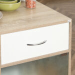 Carrello da Cucina Portavivande con Cassetto, Ripiani e Armadietto in Legno, Acciaio e Vetro, 65x39x80cm - immagine 9