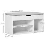 Mobile Scarpiera Salvaspazio con Panca Contenitore e Vani Aperti - immagine 3