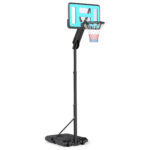 Canestro Basket da Esterno Regolabile da 146-236 cm con Ruote e Base Riempibile, Nero