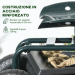 Carrello da Giardino con Sedile Regolabile e Vassoio Inferiore, in Acciaio, e PP, 83x36,5x45-60 cm, Verde Scuro - immagine 7