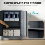 Mobiletto Multiuso 2 Ante Stile Industriale in Metallo per Casa e Garage, 75x33x110cm, Grigio - immagine 3