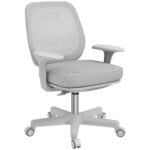 Sedia da Ufficio Ergonomica e Reclinabile ad Altezza Regolabile con 5 Rotelle, 55x48x82,5-94,5 cm, Grigia