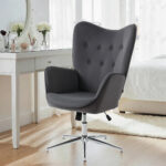 Poltroncina da Salotto Girevole con Braccioli in Velluto, con Dondolo e Altezza Regolabile, Grigio Scuro - immagine 2