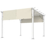 Copertura per Gazebo Pergola 3x3 m in Poliestere con Tasche e Cinghie, 488x122 cm, Bianco Crema