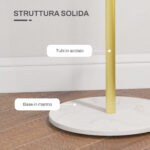 Appendiabiti da Terra Autoportante con 8 Ganci, Base in Marmo e Acciaio, Ø32x164cm, Oro - immagine 5