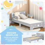Letto per Bambini 3-6 Anni con Motivi a Stelle e Luna in Pannelli di MDF e Truciolato, 143x76x49 cm - immagine 4