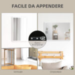 Specchio da Parete Rettangolare con Ganci, in Vetro e MDF, 50x70 cm, Bianco - immagine 5