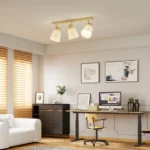 Lampadario da Soffitto con 3 Punti Luce Regolabili a 90° e Attacchi E27, Colore Legno - immagine 10