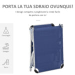 Sdraio da Giardino Pieghevole Poggiatesta e Schienale Regolabile Blu - immagine 5