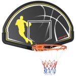 Canestro Basket per Bambini e Adulti da Indoor e Outdoor in Acciaio e PE, 110x90x70 cm, Nero e Giallo