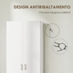Mobile Multiuso con 5 Ripiani Livelli Regolabili in Legno, per Arredamento Domestico, 60x31,5x165cm, Bianco - immagine 7