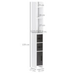 Colonna Bagno con 3 Mensole e 3 Armadietti, in Legno, 15x17x120 cm, Bianco e Nero - immagine 3