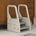 Sgabello per Bambini 2-5 Anni a 3 Gradini in HDPE, 43x42x65,5 cm, Grigio e Bianco Crema - immagine 9