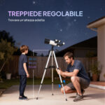 Telescopio Astronomico 70mm con 2 Lenti Oculari e Adattatore Smartphone, 80x80x135 cm, Bianco e Nero - immagine 7