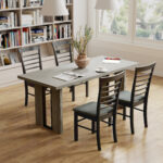 Tavolo da Pranzo in Stile Industriale per 8 Persone max, in Legno e Acciaio, 180x80x75 cm, Grigio - immagine 9