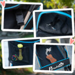 Passeggino per Cani Convertibile con 2 Guinzagli e Cuscino, in Acciaio e Poliestere, 82x49,5x98 cm, Azzurro e Nero - immagine 8