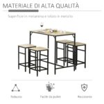 Set Tavolo Alto con 4 Sgabelli Stile Industriale in Metallo e Legno, Rovere Chiaro - immagine 7