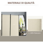 Paravento Separé da Interno a 3 Pannelli Pieghevole in Metallo e Poliestere, 253x50x182cm, Beige - immagine 5