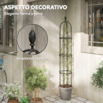Set 2 Supporti per Piante Rampicanti Alti 1,7 m in Acciaio Antiruggine con Decorazioni, Nero - immagine 5