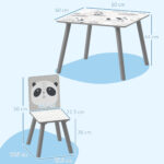 Set Tavolino e 2 Sedie per Bambini 3-8 Anni in MDF e Legno di Pino, Grigio - immagine 3