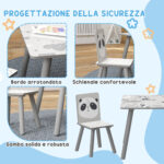 Set Tavolino e 2 Sedie per Bambini 3-8 Anni in MDF e Legno di Pino, Grigio - immagine 5