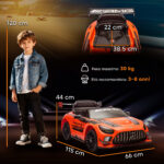 Auto Elettrica Bambini 3-8 Anni Mercedes-AMG 12V con Telecomando, Luci LED, Rotelle di Trasporto, Arancione - immagine 3