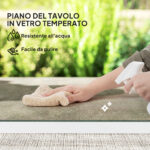 Set da Esterno 3 Pezzi con 2 Sedie con Braccioli e Cuscini e Tavolo con Piano in Vetro, Bianco - immagine 6