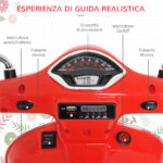 Moto Elettrica per Bambini Design Vespa, Batteria 6V con Suoni e Luci, Età 3-6 Anni, Rosso - immagine 4