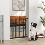 Cancelletto per Cani Estensibile e Regolabile per Scale e Porte, in Acciaio e ABS, 75-85x76 cm, Nero - immagine 2