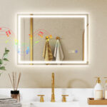 Specchio Bagno Antiappannante con Luce LED Regolabile, Speaker Bluetooth, Pulsanti Touch, 50x70 cm - immagine 2