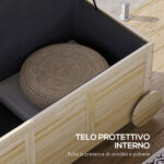Baule da Esterno 185L a 2 Ruote con Telo Interno e Coperchio, in Legno di Abete, 110x50x50 cm, color Legno - immagine 6
