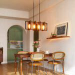 Lampadario a Sospensione Rustico con 4 Cornici Girevoli e Catena Regolabile, 80x21x90-130 cm, Nero e Marrone - immagine 7