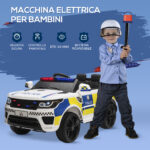 Macchina Elettrica per Bambini della Polizia, 12V Auto Elettrica per Bambini con Telecomando, Sirena Luci Attacco USB per Musica, 110x68x52cm, Bianco - immagine 7