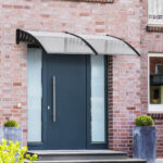 Pensilina da Esterno per Finestre e Porte in Policarbonato e Alluminio, 2x96x27cm, Trasparente - immagine 2