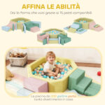 Set 15 Blocchi di Costruzioni Morbide Modulabili per Bambini con 2 Palline per Uso Interno, Multicolore - immagine 4