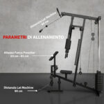 Stazione Fitness Multifunzione per Allenamento a Casa e Professionale in Acciaio, 148x108x207 cm, Nero - immagine 7