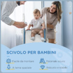 Scivolo per Bambini 18-36 Mesi in PE e PP a Tema Spaziale con Scale Antiscivolo, 157x46,5x80 cm - immagine 6