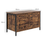 Cassapanca in Legno da 95L Stile Industriale con Coperchio e Cerniera di Sicurezza, 80x40x49cm, Marrone - immagine 3