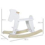 Cavallo a Dondolo Bambini da 1-3 Anni in Legno con Maniglie e Poggiapiedi, 68x26,5x48 cm, Bianco - immagine 3