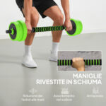 Set Pesi da Palestra 4 in 1 da 20kg, Convertibile in Kettlebell, 2 Manubri, Bilanciere e Supporto Flessioni, Verde - immagine 6