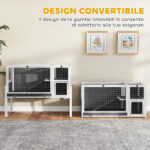 Gabbia per Conigli e Criceti da Interno Rialzata con Vassoio Estraibile e Tetto Apribile, Grigio - immagine 4