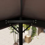 Copertura per Gazebo da Giardino 3x4 m a 2 Livelli in Tessuto Oxford 6D con Fori di Drenaggio, Caffè - immagine 9