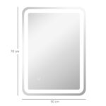 Specchio Bagno con Interruttore Touch, Luce LED a 3 Temperature e Antiappannamento, 70x50cm - immagine 3