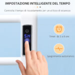 Scaldasalviette Elettrico a 8 Barre con Timer e Controllo Temperatura, 50x45x80 cm, Bianco - immagine 6
