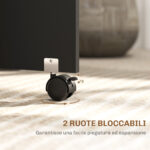 Tavolo Pieghevole in Legno per 4-6 Persone con Ruote, 75x140x74cm, Nero - immagine 6