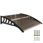 Tettoia da Esterno in Policarbonato per Porte e Finestre con Kit Montaggio 103x96,5x27cm - Marrone