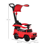 Macchina a Spinta per Bambini 12-36 Mesi con Licenza Mercedes, Tettuccio e Maniglia, 85,5x40,5x95 cm, Rosso - immagine 3